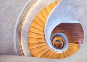 looking down a spiral staircase